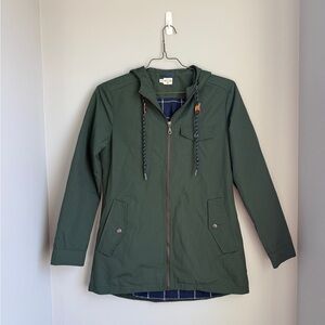 Bridge & Burn Warbler Jacket Women’s Medium Green Hooded Spring Water-Resistant